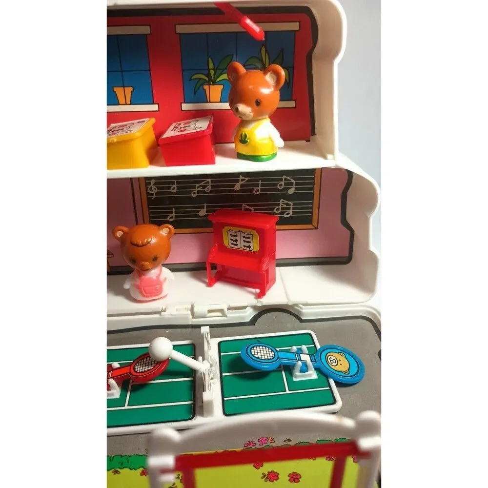 Vintage Jumbosa Bear School Bus Play Set Box Carrying Case Incomplete